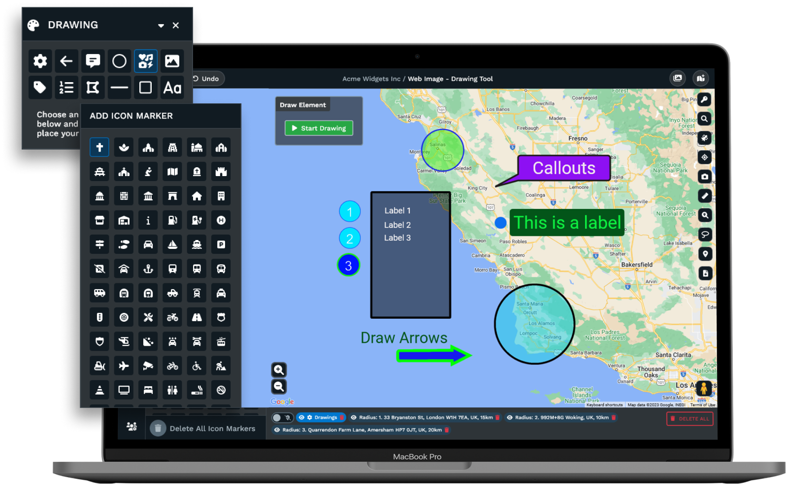 Maptive Map Drawing Tools